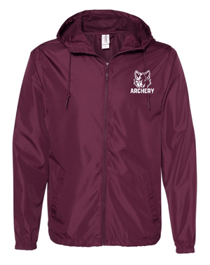 Custom Apparel - Screen Printing - Okemos Archery 2025 - Lightweight Windbreaker Full Zip Jacket - Black/Graphite / Maroon - Okemos Archery 2025 - 17133