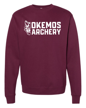 Custom Apparel - Screen Printing - Okemos Archery 2025 - Midweight Crewneck Sweatshirt - Maroon - Okemos Archery 2025 - 17133