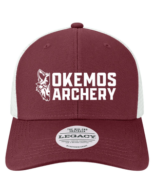 Custom Apparel - Screen Printing - Okemos Archery 2025 - Snapback Trucker Cap - Black/Camo Maroon/White - Okemos Archery 2025 - 17133
