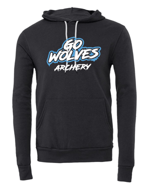 Custom Apparel - Screen Printing - Okemos Archery 2025 - Sponge Fleece Hoodie - Dark Grey - Go Wolves Archery Design - Okemos Archery 2025 - 17133
