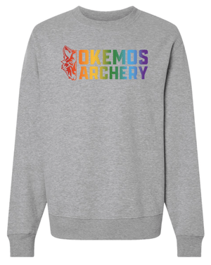 Custom Printed Apparel | Okemos Archery 2026 | Adult Unisex Athletic Heather Heavyweight Crewneck "Rainbow Logo" - Okemos Archery 26 - 18835