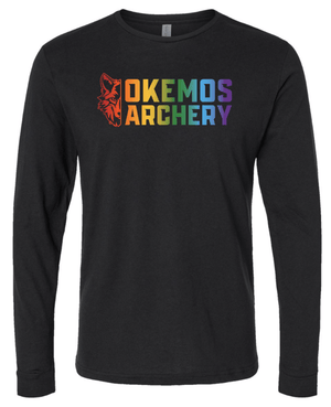 Custom Printed Apparel | Okemos Archery 2026 | Adult Unisex Black Long Sleeve "Rainbow Logo" - Okemos Archery 26 - 18835