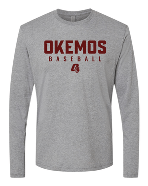 Custom Apparel - Screen Printing - Okemos Baseball Spring Trip - Adult Unisex Grey Long Sleeve - Okemos Baseball Round 1 Spring Trip - 15448