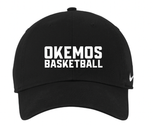 Custom Printed Apparel | Okemos Basketball 2025 | Adult Nike Heritage Cotton Twill Cap "Text Badge Design" (Maroon/Black) - Okemos Basketball 25 - 18701