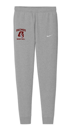 Custom Printed Apparel | Okemos Basketball 2025 | Adult Unisex Nike Grey Club Fleece Jogger "Logo Badge Design" - Okemos Basketball 25 - 18701