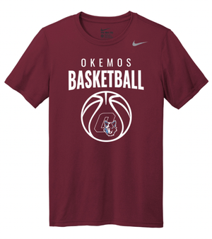 Custom Printed Apparel | Okemos Basketball 2025 | Adult Unisex Nike Maroon Team rLegend Tee "Basketball Design" (PERSONALIZATION OPTIONAL) - Okemos Basketball 25 - 18701