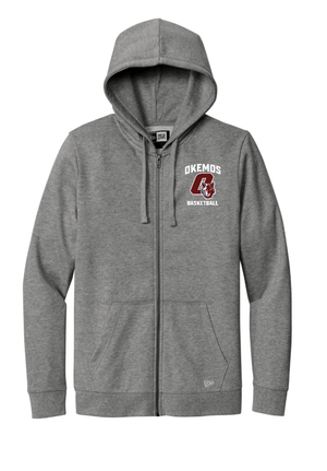 Custom Apparel - Screen Printing - Okemos Basketball - Adult Unisex New Era Full Zip Hoodie - Okemos JV Boys Basketball - 15051
