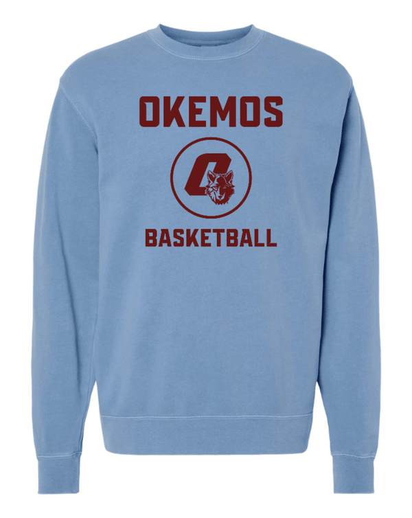 Custom Apparel - Screen Printing - Okemos Basketball - Adult Unisex Pigment Dyed Crewneck - Okemos JV Boys Basketball - 15051