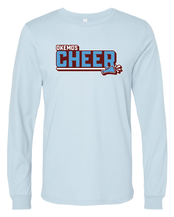 Custom Apparel - Screen Printing - Okemos Cheer Winter 2024 - Adult Long Sleeve T-Shirt (Black, Blue) PERSONALIZATION OPTIONAL - Okemos Cheer - Winter 2024 - 17030