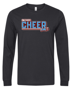 Custom Apparel - Screen Printing - Okemos Cheer Winter 2024 - Adult Long Sleeve T-Shirt (Black, Blue) PERSONALIZATION OPTIONAL - Okemos Cheer - Winter 2024 - 17030