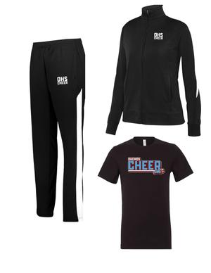 Custom Apparel - Screen Printing - Okemos Cheer Winter 2024 - Player Pack (Black T-Shirt, Medalist pants, Medalist Jacket) Personalization Added to Jacket Back (Name) - Okemos Cheer - Winter 2024 - 17030
