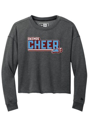 Custom Apparel - Screen Printing - Okemos Cheer Winter 2024 - Women's Triblend Fleece Crop Crewneck Sweatshirt (PERSONALIZATION OPTIONAL) - Okemos Cheer - Winter 2024 - 17030