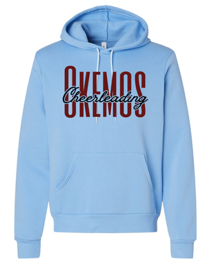 Custom Printed Apparel | Okemos Cheer Winter 2025 | Adult Unisex Carolina Blue Fleece Hoodie "Okemos Cheerleading Design" - Okemos Cheer W25 - 18860