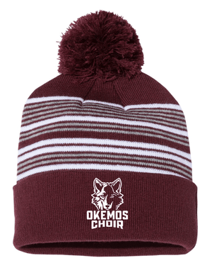Custom Apparel - Screen Printing - Okemos Choir Apparel - Striped Pom Pom Cuffed Beanie - Okemos Choir Apparel - 16293