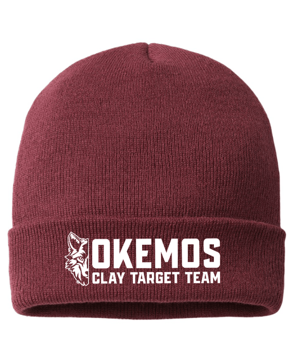 Custom Apparel - Screen Printing - Okemos Clay Target Team 2024 - Maroon Beanie - Okemos Clay Target Team 2024 - 16625