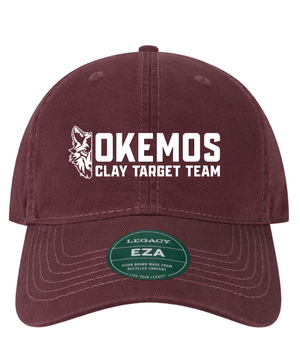 Custom Apparel - Screen Printing - Okemos Clay Target Team 2024 - Relaxed Twill Dad Hat (Maroon, Black) - Okemos Clay Target Team 2024 - 16625
