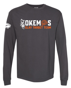Custom Apparel - Screen Printing - Okemos Clay Target Team 2025 - Heavyweight Long Sleeve Tee - White with Orange Design - Okemos Clay Target Team 2025 - 17398