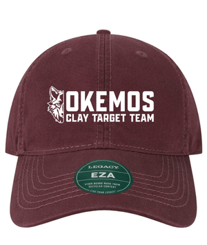 Custom Apparel - Screen Printing - Okemos Clay Target Team 2025 - Relaxed Twill Dad Hat (Dark Grey / Maroon) - Okemos Clay Target Team 2025 - 17398