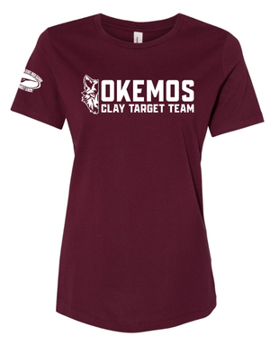 Custom Apparel - Screen Printing - Okemos Clay Target Team 2025 - Women's Maroon Relaxed Cotton Tee - Okemos Clay Target Team 2025 - 17398