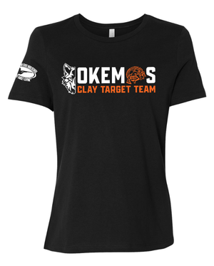 Custom Apparel - Screen Printing - Okemos Clay Target Team 2025 - Women's Relaxed Cotton Tee - White with Orange Design - Okemos Clay Target Team 2025 - 17398