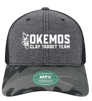 Custom Printed Apparel | Okemos Clay Target Team Fall 2025 - Black Camo Snapback Trucker Cap - Okemos Clay Target Team Fall 2025 - 18352