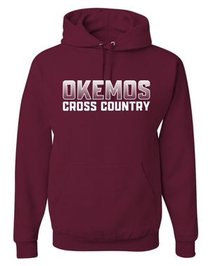 Custom Apparel - Screen Printing - Okemos CMS Cross Country - Adult Hooded Sweatshirt Black/Maroon/Blue - Okemos CMS Cross Country 2024 - 16303
