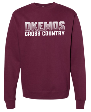 Custom Apparel - Screen Printing - Okemos CMS Cross Country - Adult Midweight Crewneck Sweatshirt Maroon/Black - Okemos CMS Cross Country 2024 - 16303