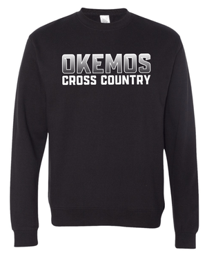 Custom Apparel - Screen Printing - Okemos CMS Cross Country - Adult Midweight Crewneck Sweatshirt Maroon/Black - Okemos CMS Cross Country 2024 - 16303