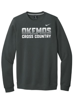 Custom Apparel - Screen Printing - Okemos CMS Cross Country - Adult Nike Fleece Crewneck Dk Grey - Okemos CMS Cross Country 2024 - 16303