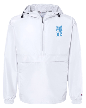 Custom Apparel - Screen Printing - Okemos CMS Cross Country - Hooded Packable Quarter Zip Jacket White - Okemos CMS Cross Country 2024 - 16303