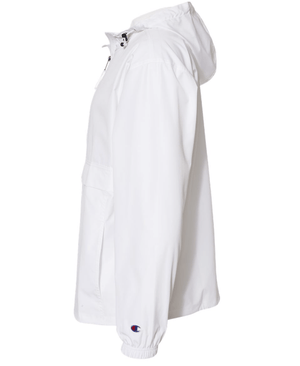 Custom Apparel - Screen Printing - Okemos CMS Cross Country - Hooded Packable Quarter Zip Jacket White - Okemos CMS Cross Country 2024 - 16303