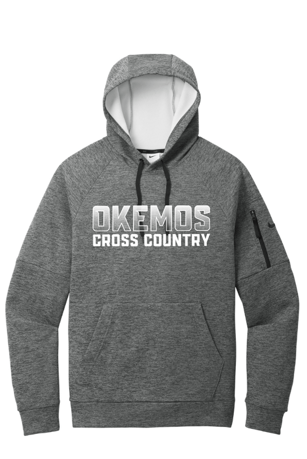 Custom Apparel - Screen Printing - Okemos CMS Cross Country - Nike Adult Therma FIT Pullover Fleece Hoodie Grey - Okemos CMS Cross Country 2024 - 16303