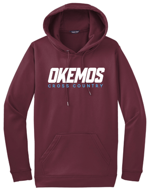 Custom Printed Apparel | Okemos CMS/Kinawa Cross Country 2025 - Adult Sport - Wick Fleece Hooded Pullover (Black/Maroon) - Okemos CMS/Kinawa Cross Country 2025 - 18257