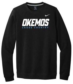 Custom Printed Apparel | Okemos CMS/Kinawa Cross Country 2025 - Black Nike Club Fleece Crew - Okemos CMS/Kinawa Cross Country 2025 - 18257