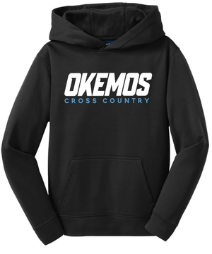 Custom Printed Apparel | Okemos CMS/Kinawa Cross Country 2025 - Black Youth Sport - Wick Fleece Hooded Pullover - Okemos CMS/Kinawa Cross Country 2025 - 18257