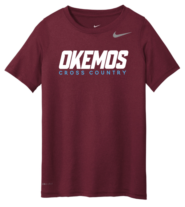 Custom Printed Apparel | Okemos CMS/Kinawa Cross Country 2025 - Maroon Nike Youth Tee - Okemos CMS/Kinawa Cross Country 2025 - 18257