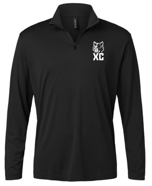 Custom Printed Apparel | Okemos CMS/Kinawa Cross Country 2025 - Men's Performance Quarter Zip Pullover (Black/Maroon) - Okemos CMS/Kinawa Cross Country 2025 - 18257