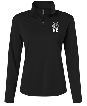 Custom Printed Apparel | Okemos CMS/Kinawa Cross Country 2025 - Women's Performance Quarter Zip Pullover (Black/Maroon) - Okemos CMS/Kinawa Cross Country 2025 - 18257