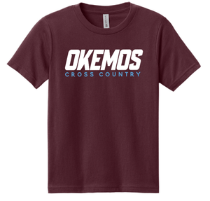 Custom Printed Apparel | Okemos CMS/Kinawa Cross Country 2025 - Youth Cotton Tee (Black/Maroon) - Okemos CMS/Kinawa Cross Country 2025 - 18257