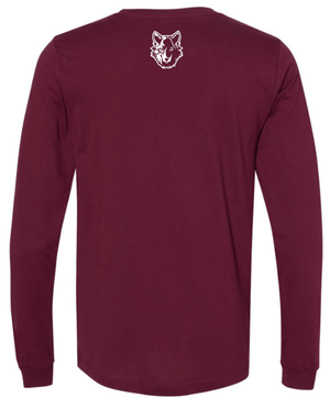 Custom Printed Apparel | Okemos CMS/Kiwana Cross Country 2025 - Adult Long Sleeve Tee (Black/Maroon) - Okemos CMS/Kinawa Cross Country 2025 - 18257