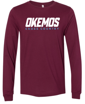 Custom Printed Apparel | Okemos CMS/Kiwana Cross Country 2025 - Adult Long Sleeve Tee (Black/Maroon) - Okemos CMS/Kinawa Cross Country 2025 - 18257