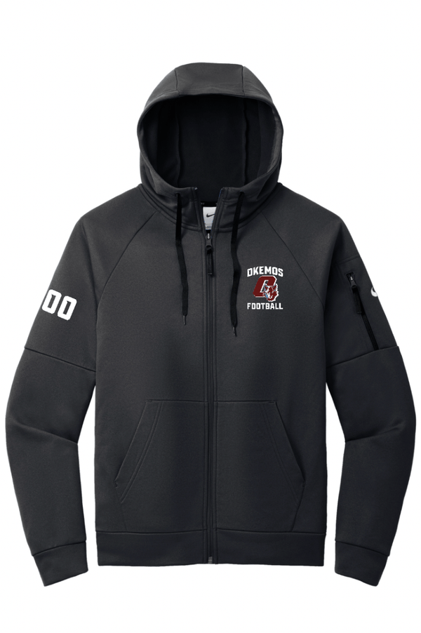 Custom Apparel - Screen Printing - Okemos Football 2024 - Nike Therma - FIT Full Zip Hoodie - Okemos Football 2024 - 16351