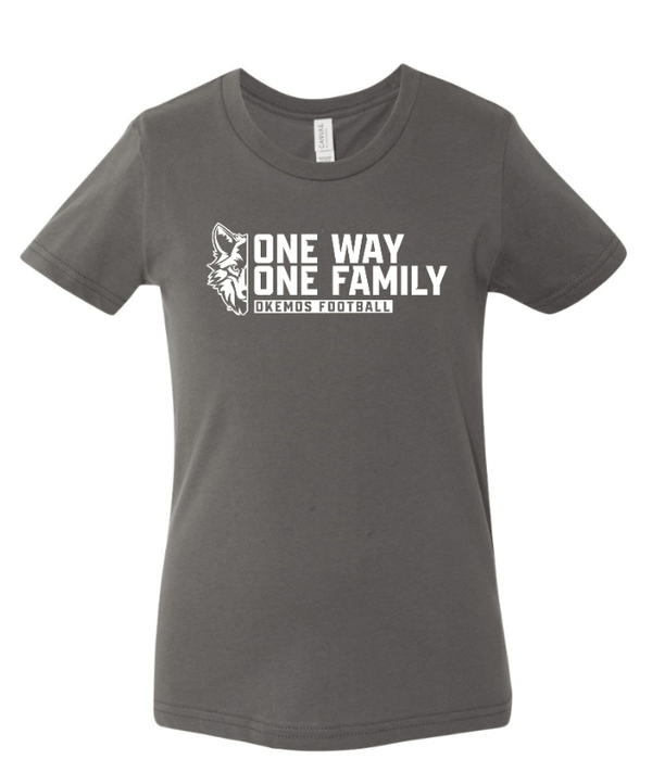 Custom Apparel - Screen Printing - Okemos Football 2024 - Youth Jersey Tee Maroon/ Dk Grey - Okemos Football 2024 - 16351