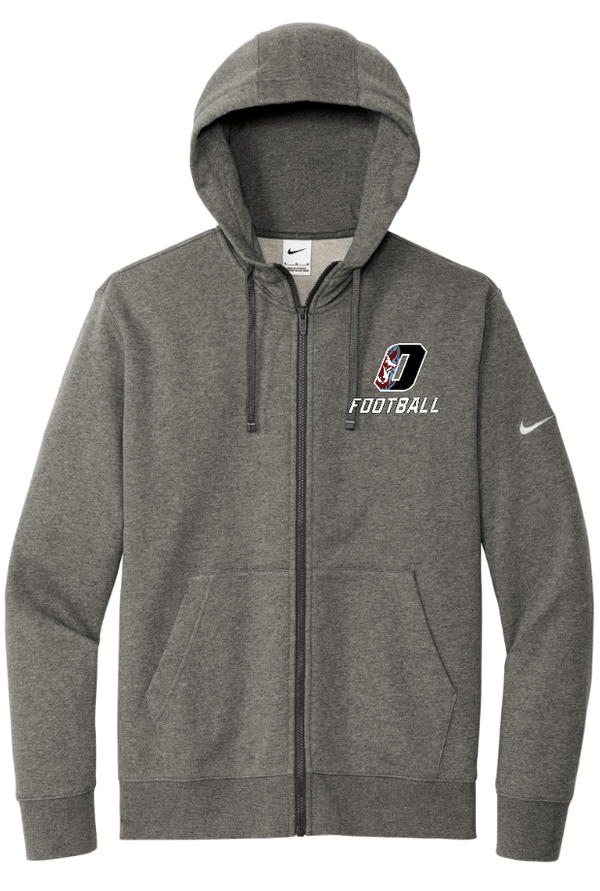 Custom Printed Apparel | Okemos Football - Fall 2025 - Nike Fleece Swoosh Full Zip Hoodie (Charcoal) - Okemos Football - 17755