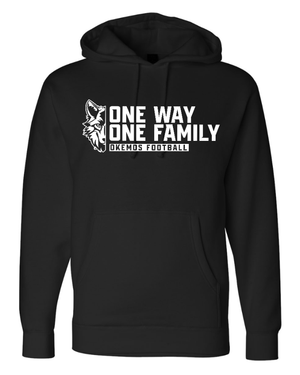 Custom Apparel - Screen Printing - Okemos Football - Spring 2025 - Adult Hoodie - One Way / One Family Design *Multiple Color Options* - Okemos Football - Spring 2025 - 17711