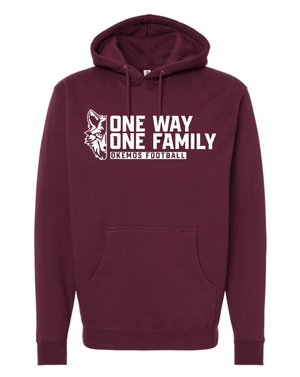 Custom Apparel - Screen Printing - Okemos Football - Spring 2025 - Adult Hoodie - One Way / One Family Design *Multiple Color Options* - Okemos Football - Spring 2025 - 17711