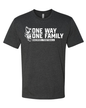 Custom Apparel - Screen Printing - Okemos Football - Spring 2025 - Unisex T-Shirt - One Way / One Family Design *Multiple Color Options* - Okemos Football - Spring 2025 - 17711