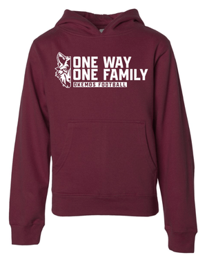 Custom Apparel - Screen Printing - Okemos Football - Spring 2025 - Youth Hoodie - One Way / One Family Design *Multiple Color Options* - Okemos Football - Spring 2025 - 17711