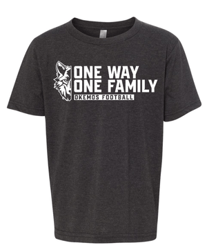 Custom Apparel - Screen Printing - Okemos Football - Spring 2025 - Youth T-Shirt - One Way / One Family Design *Multiple Color Options* - Okemos Football - Spring 2025 - 17711