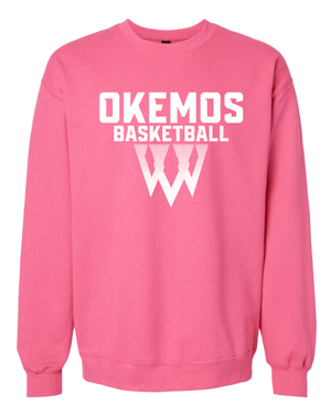 Custom Apparel - Screen Printing - Okemos Girls Basketball 2024 - Adult Unisex Pink Crewneck Sweatshirt - Okemos Girls Basketball - 16963